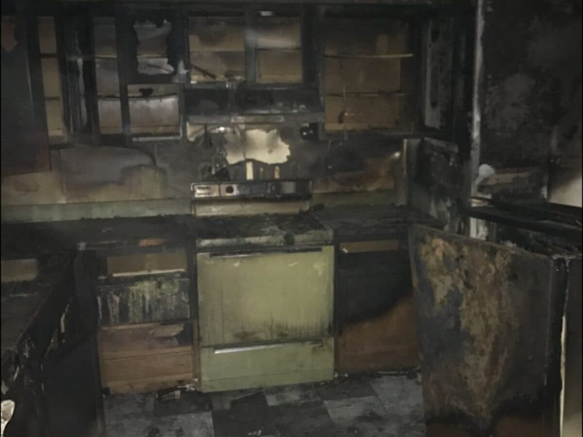 Fire & Smoke — Kitchen Rebuild · Fire & Smoke — Before